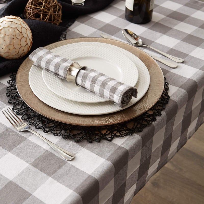 DII Buffalo Check Collection, Classic Farmhouse Tablecloth, 60 x 104, Gray & White - Image 5